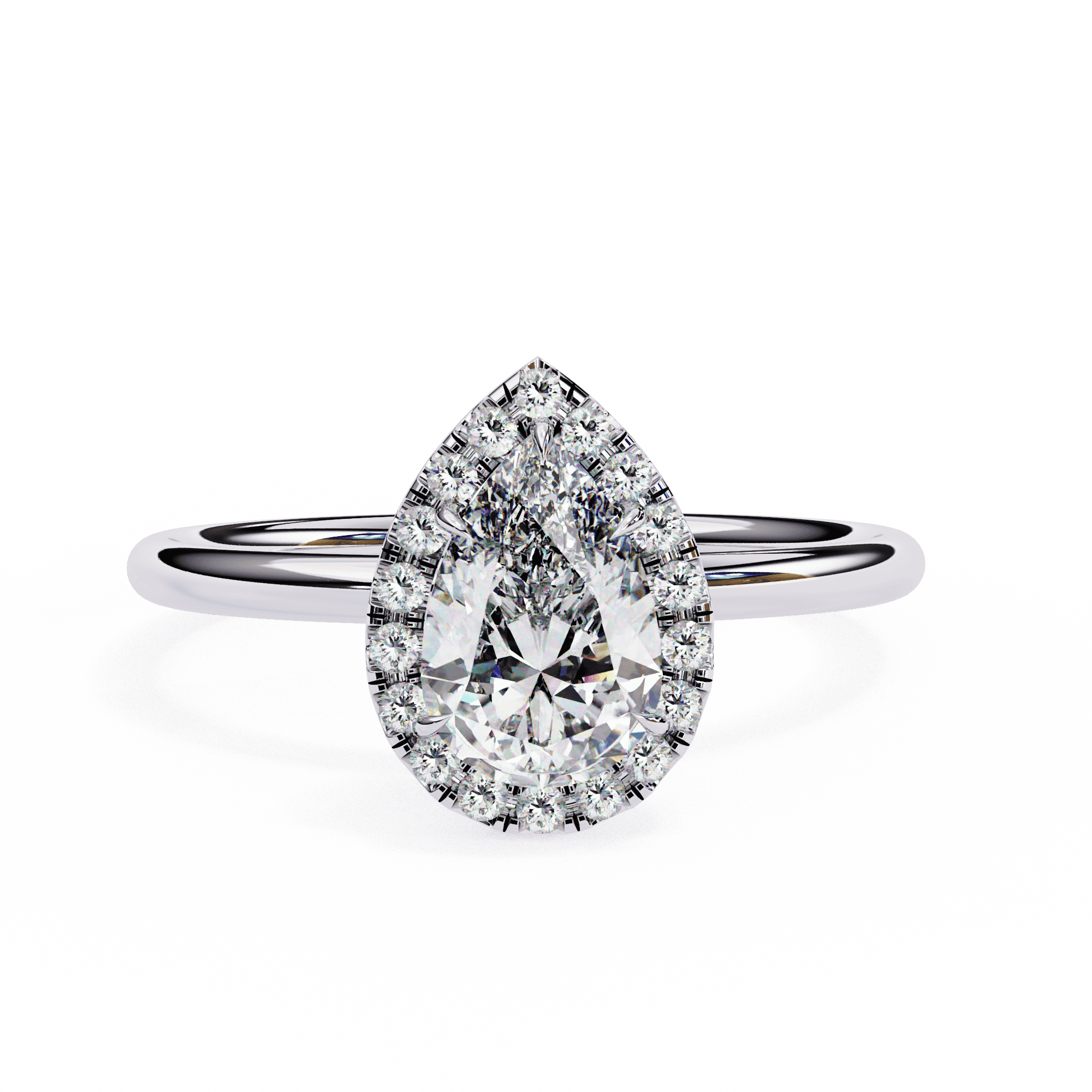 Pear-Cut Diamond Halo Engagement Ring